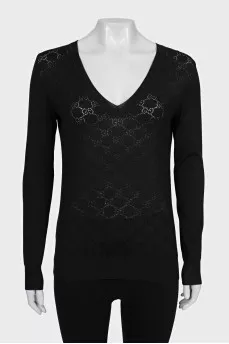 Black pullover with signature monogram