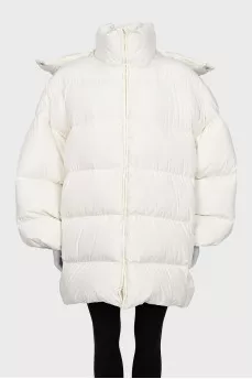 Білий пуховик фасону oversize