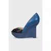 Blue leather platform shoes