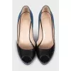 Blue leather platform shoes