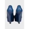 Blue leather platform shoes