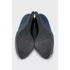 Blue leather platform shoes