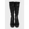 Leather platform boots without fastening