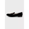 Textile loafers with embroidered tag