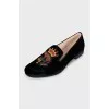 Textile loafers with embroidered tag