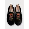 Textile loafers with embroidered tag