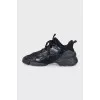 Black D-Connect sneakers made of textile and leather