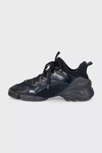 Black D-Connect sneakers made of textile and leather