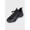 Black D-Connect sneakers made of textile and leather