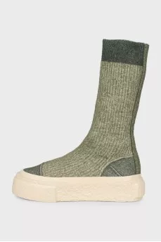 Green textile boots