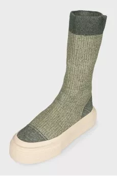 Green textile boots