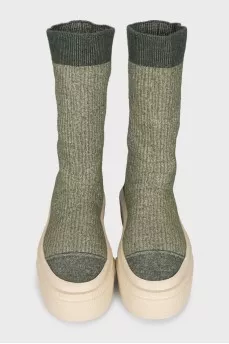 Green textile boots