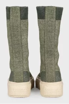 Green textile boots