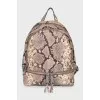 Leather backpack with animal print