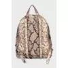 Leather backpack with animal print