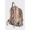 Leather backpack with animal print