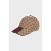 Men's textile cap with a signature print