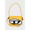 Leather bag with metal logo