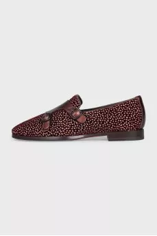Velvet ballet flats with gold embroidery