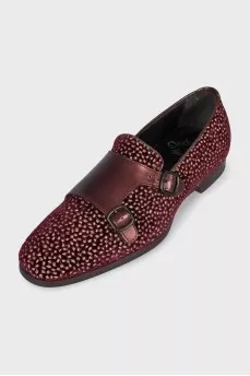 Velvet ballet flats with gold embroidery