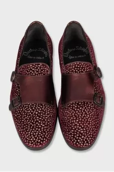 Velvet ballet flats with gold embroidery