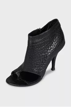 Leather open-toe ankle boots