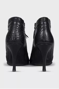 Leather open-toe ankle boots