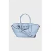 Blue leather bag with twist closure