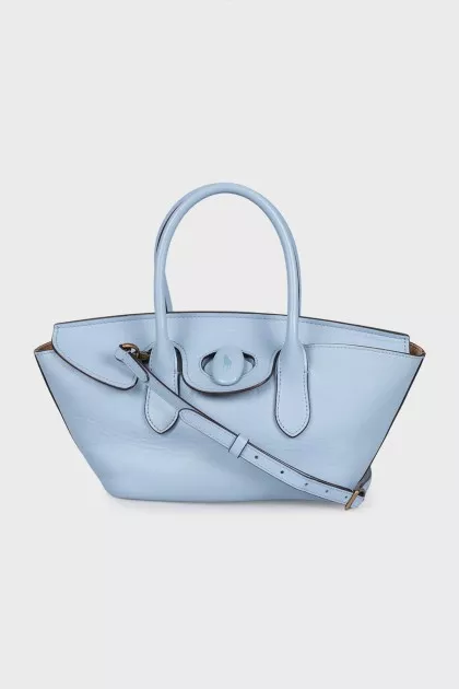 Blue leather bag with twist closure