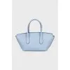 Blue leather bag with twist closure