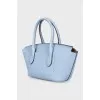 Blue leather bag with twist closure