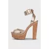 Gold high heel sandals