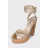 Gold high heel sandals