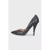 Black and white cutout shoes