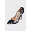 Black and white cutout shoes