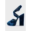 Blue velvet sandals