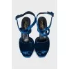 Blue velvet sandals