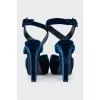 Blue velvet sandals