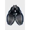 Blue velvet sandals