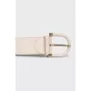 Beige wide leather belt