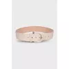 Beige wide leather belt