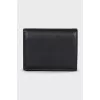 Black leather wallet with gold logo