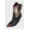 Two-tone Cossack boots with a distressed effect
