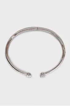 Silver cuff bracelet with crystals