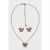 Gold plated set of pendant and earrings