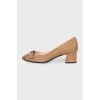 Suede shoes with braided toe