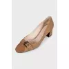 Suede shoes with braided toe