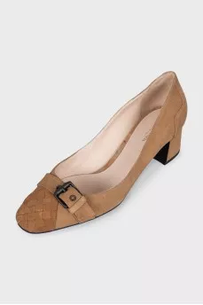 Suede shoes with braided toe