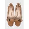 Suede shoes with braided toe