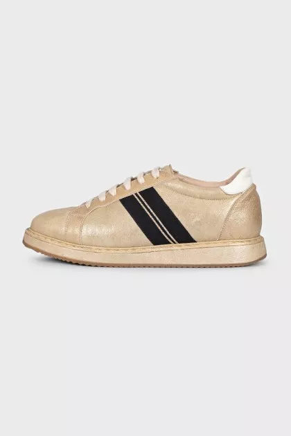 Gold leather sneakers